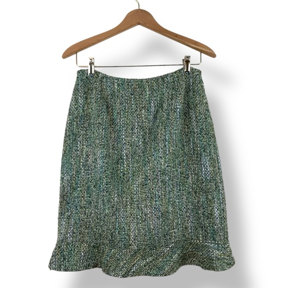 INC Mermaid Green Tweed Ruffle Skirt 6 - Picture 2 of 7